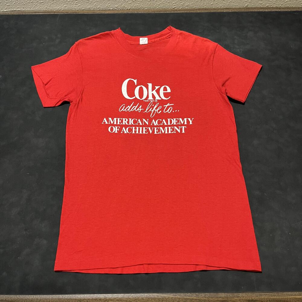 Vintage Coke Shirt Mens 1960s American Academy Achievement Hanes Made USA 80s